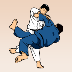 A Judoka using De-ashi-harai against opponent