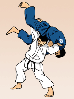 A Judoka using Kata-guruma against opponent